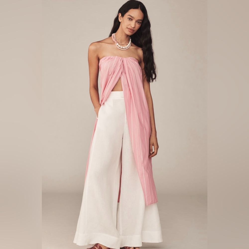 Maeve Strapless Twist Open-Front Long Top